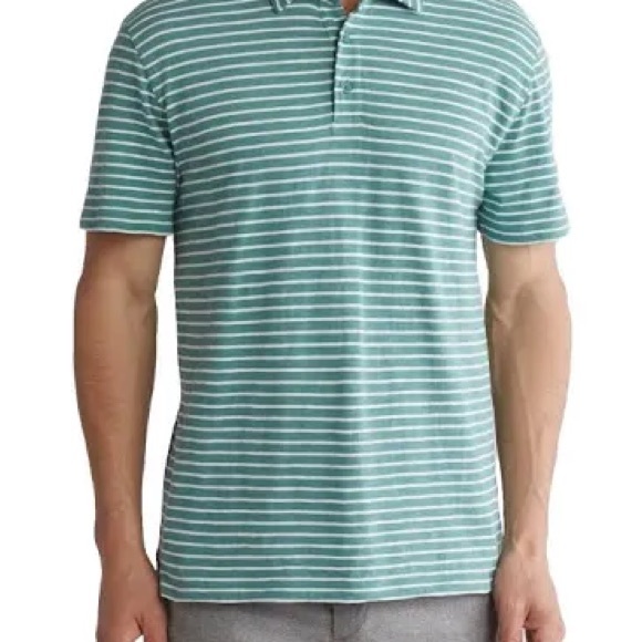 Vince Men's Polo Shirt - Teal Stripes - Picture 1 of 7